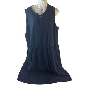 CJ Banks 2x navy nautical tank dress rayon blend‎ rn#63823